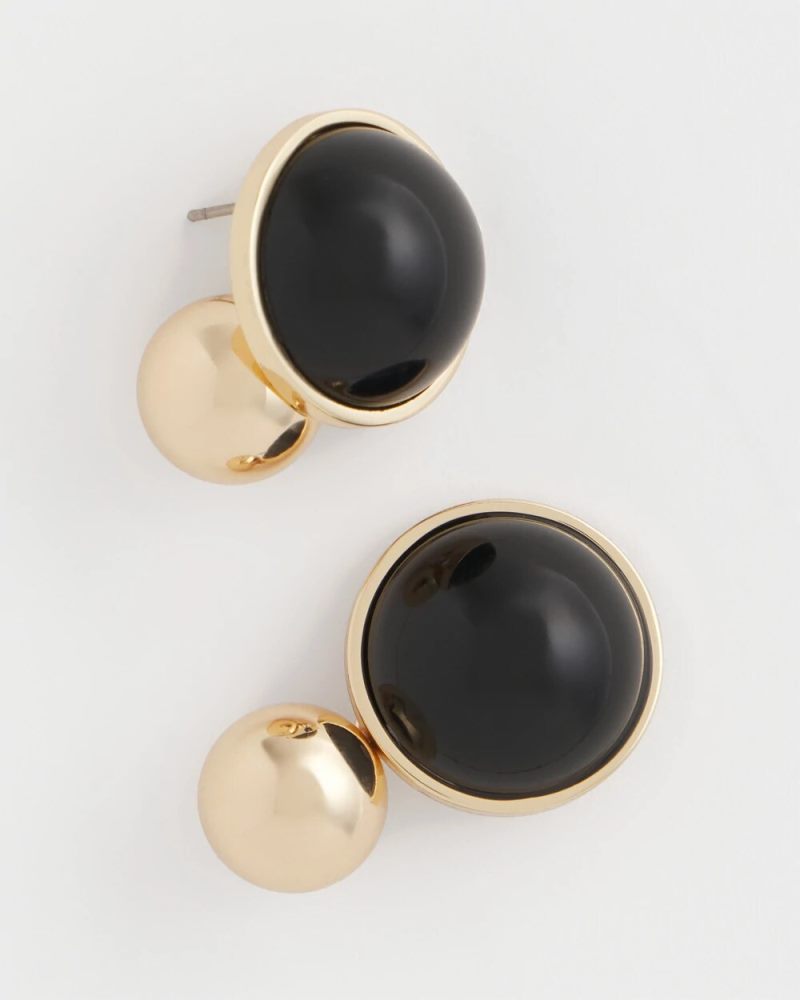 Chicos Black Sphere Drop Earrings - BLACK
