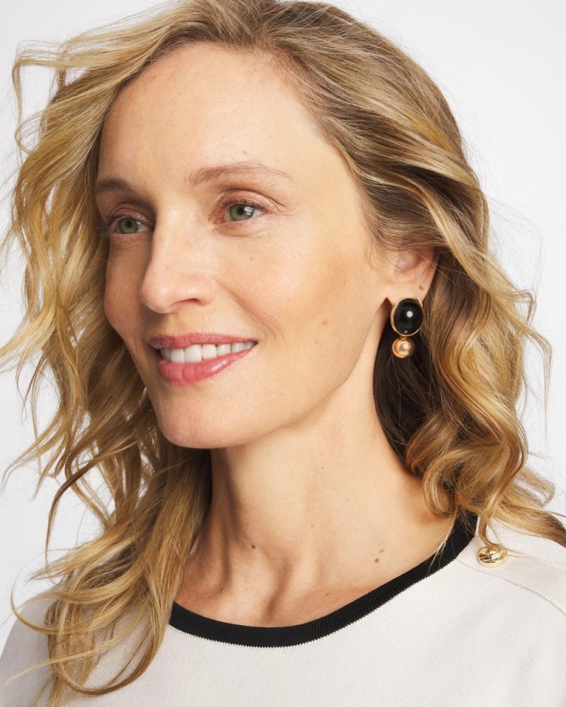 Chicos Black Sphere Drop Earrings - BLACK