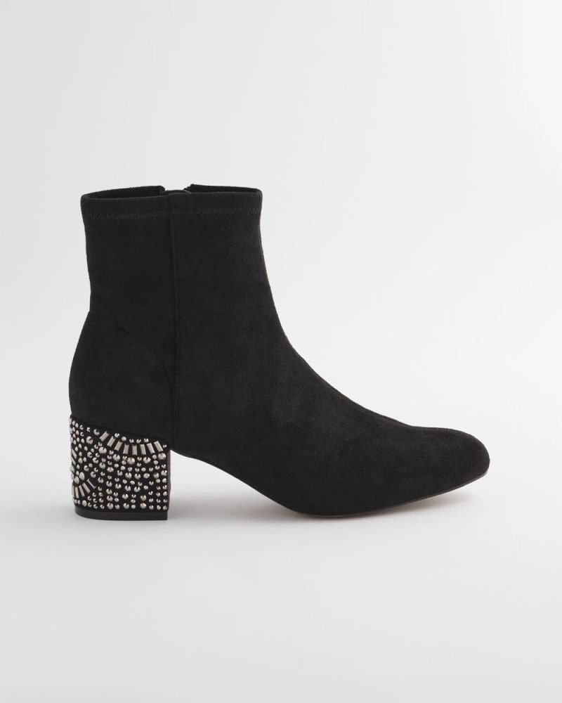 Chicos Embellished Destiny Art Deco Boot Heels - BLACK