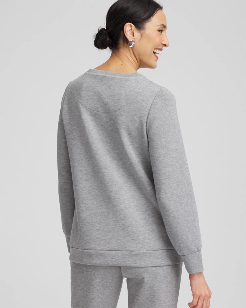 Chicos Zenergy® Snap Hem Top - MOON SHADE GRAY HEATHER