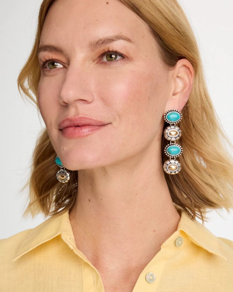 Chicos Turquoise Mixed Metal Linear Earrings - TURQUOISE