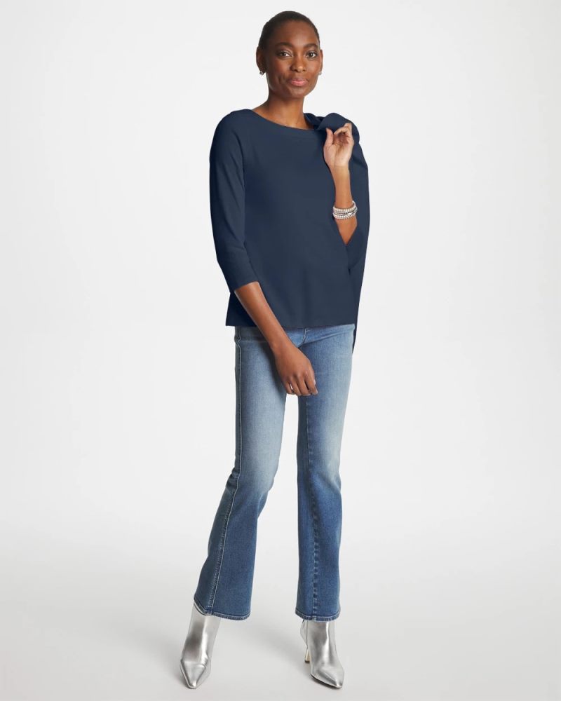 Chicos Pima 3/4 Sleeve Tee - PASSPORT BLUE