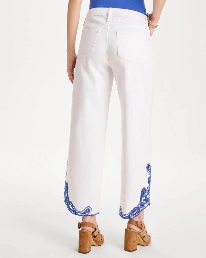 Chicos Girlfriend Wide-Leg Cutout Crop Jean - ALABASTER