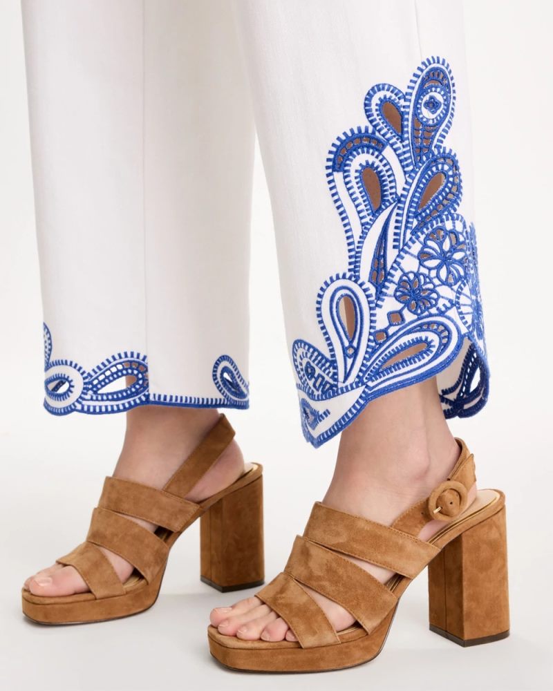 Chicos Girlfriend Wide-Leg Cutout Crop Jean - ALABASTER