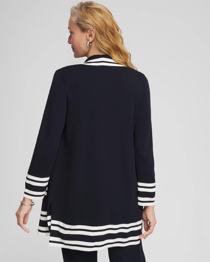 Chicos Travelers™ Contrast Border Cardigan - TRAVELERS INDIA INK