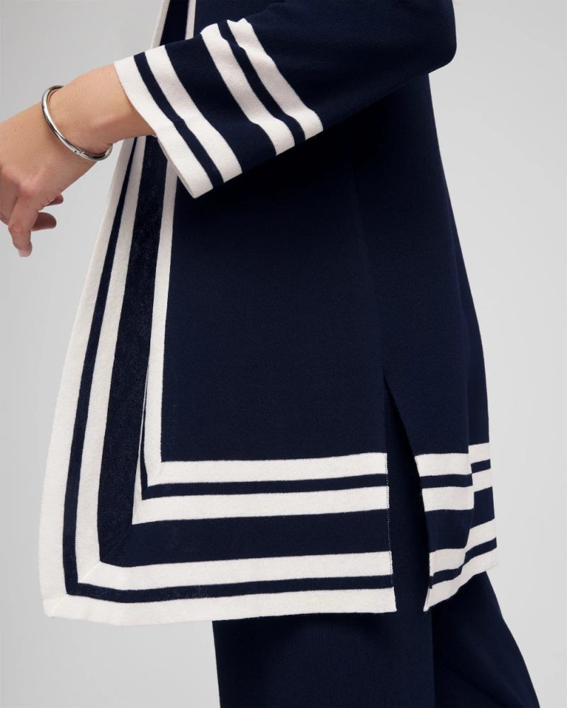 Chicos Travelers™ Contrast Border Cardigan - TRAVELERS INDIA INK