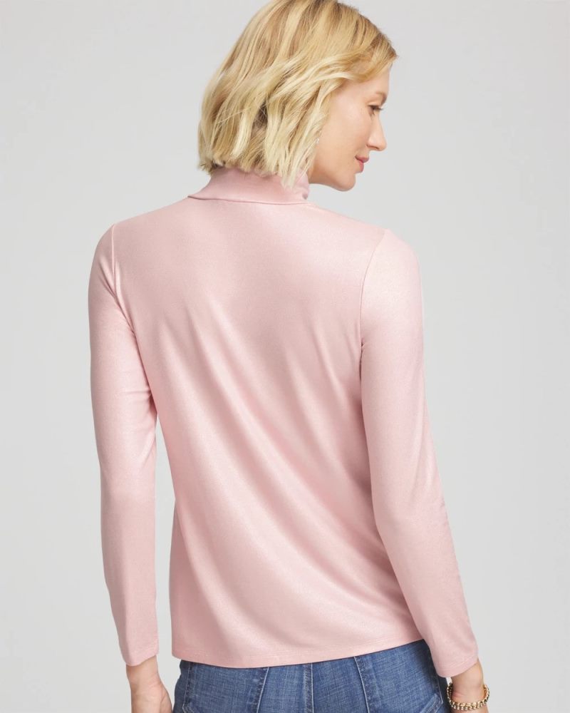Chicos Touch of Cool™ Foil Mock Neck Layering Tee - BLUSHED