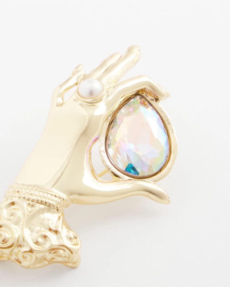 Chicos Fortune Teller Gem Brooch - GOLD