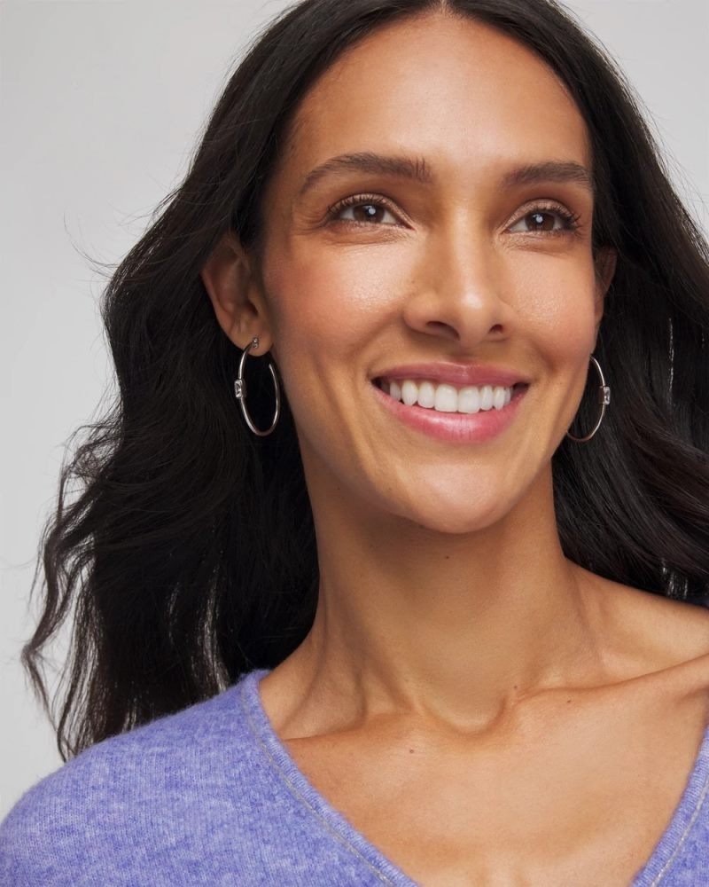 Chicos Silver Oval Hoop Earrings - SILVER