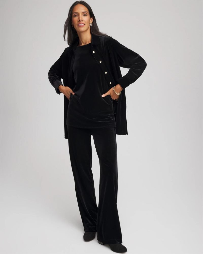 Chicos Travelers™ Velvet Button-Down Shirt - TRAVELERS BLACK