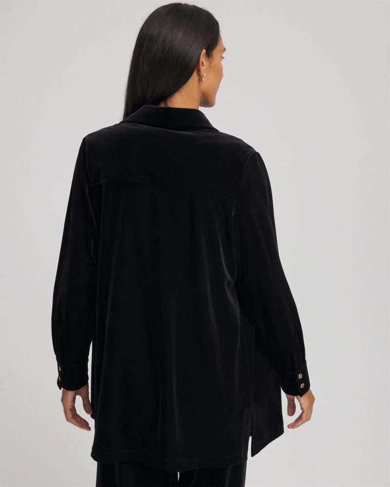 Chicos Travelers™ Velvet Button-Down Shirt - TRAVELERS BLACK