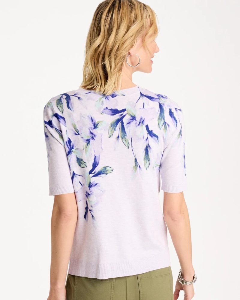 Chicos Ella Short-Sleeve Orchid Sweater - ORCHID MIST