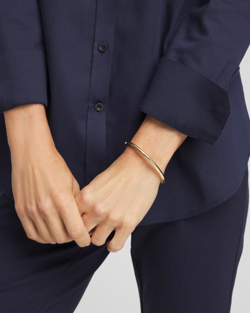 Chicos Gold Hinge Bangle - GOLD