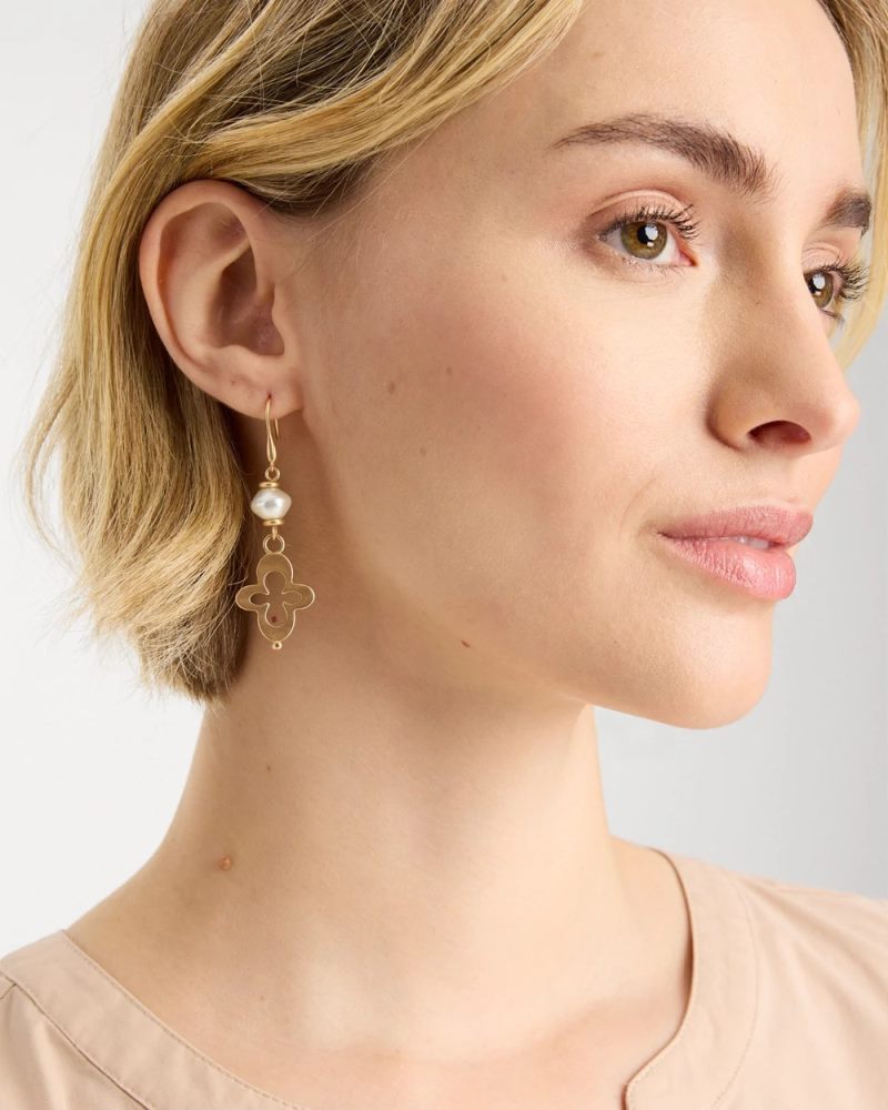 Chicos Linear Charm Drop Earrings - GOLD
