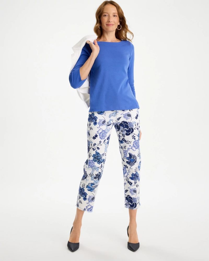Chicos Pima 3/4 Sleeve Tee - AMPARO BLUE