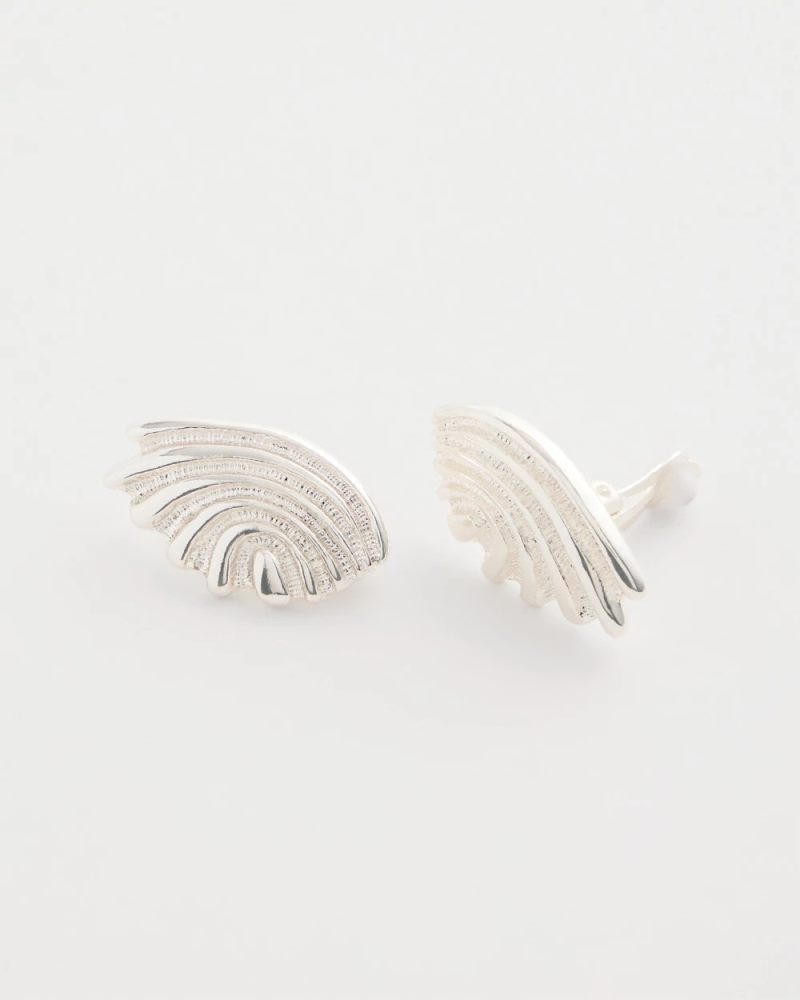 Chicos Silvertone Shell Clip-On Earrings - SILVER