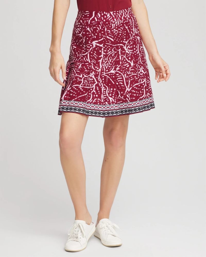 Chicos Zenergy® UPF Pleated Floral Skort - RUSSET RED