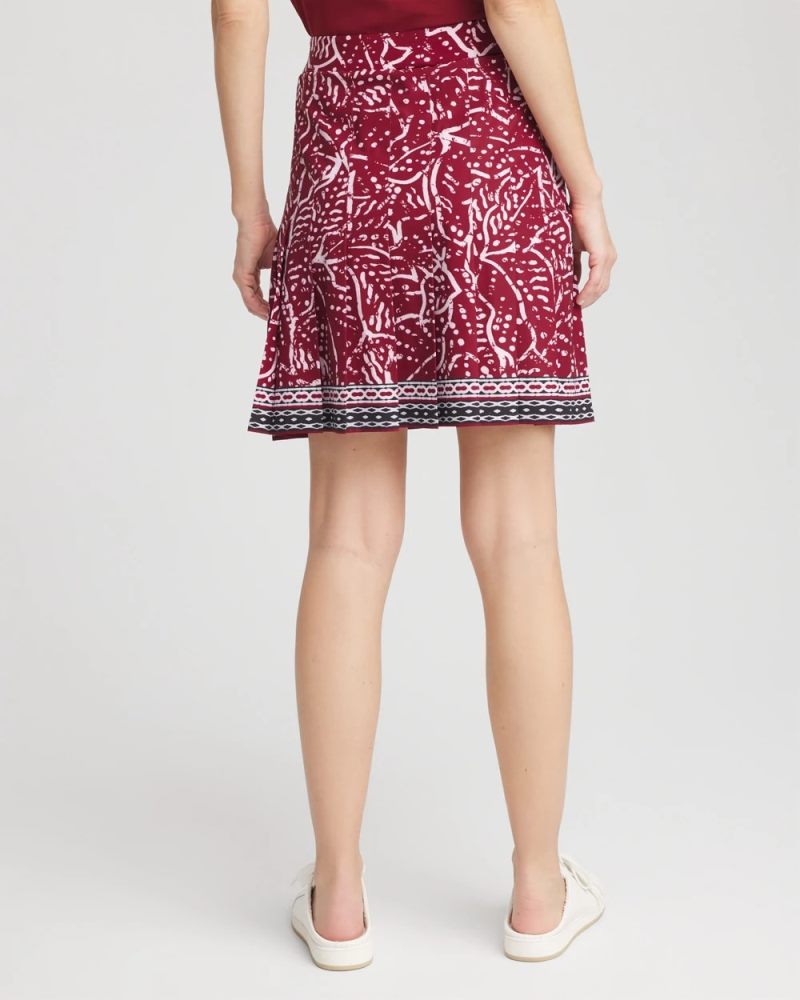 Chicos Zenergy® UPF Pleated Floral Skort - RUSSET RED