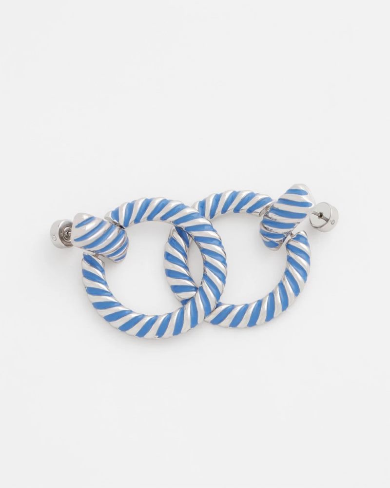 Chicos Blue Twist Drop Hoop Earrings - BLUE
