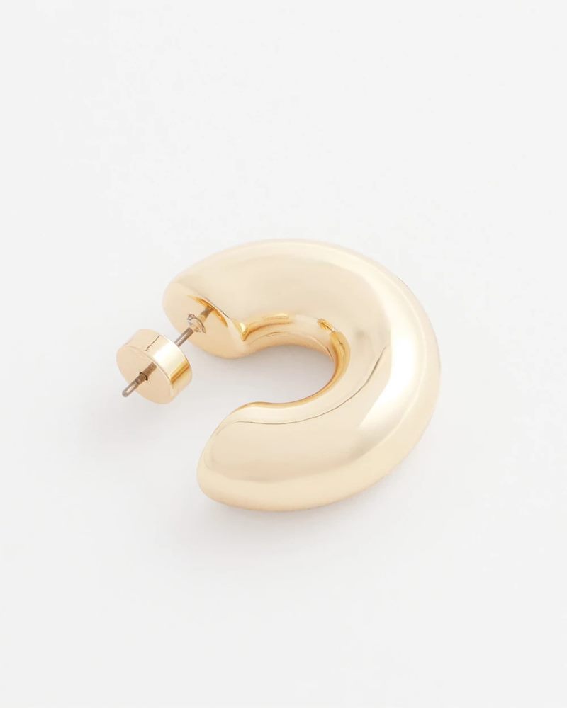 Chicos Gold Puff Hoop Earrings - GOLD
