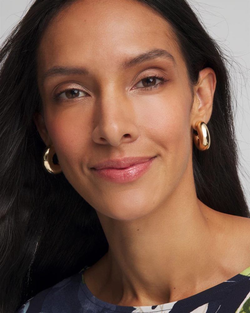 Chicos Gold Puff Hoop Earrings - GOLD