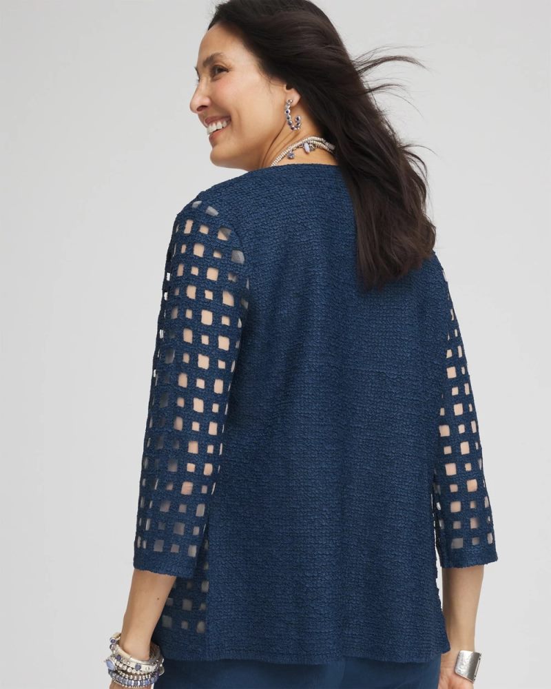 Chicos Travelers™ Collection Cutout Crush Jacket - BLUE CASA