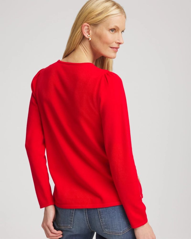 Chicos V-Day Embroidered Heart Pullover - LOVE LETTER RED