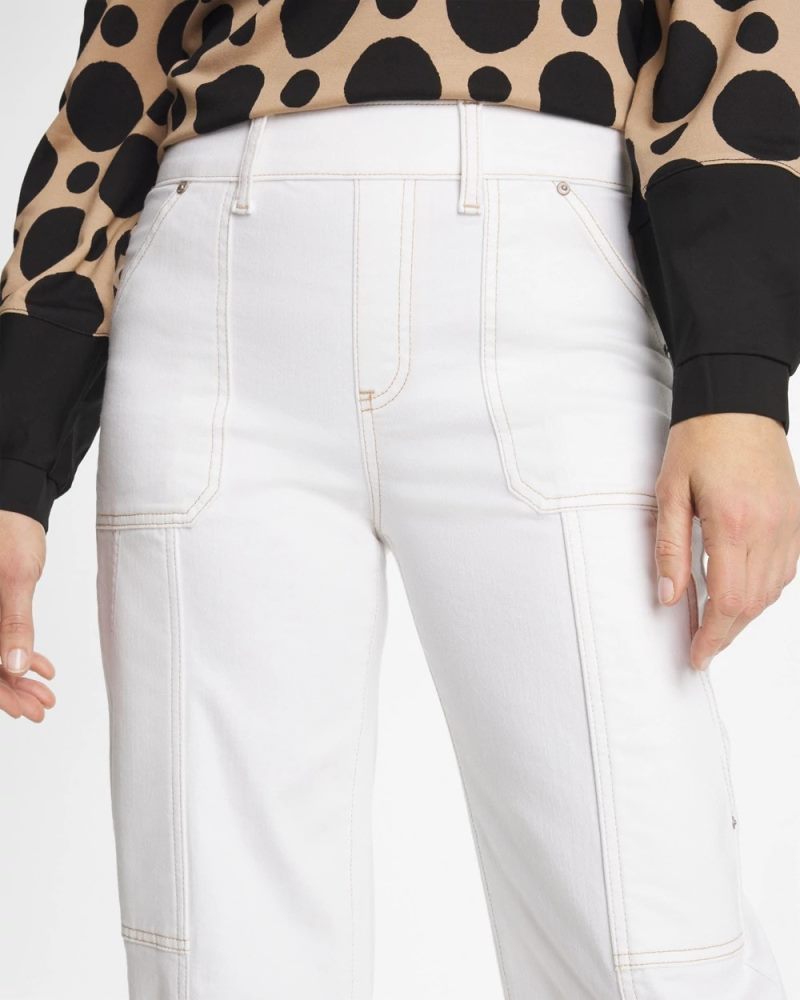 Chicos Utility Wide Pull-On Crop Jeans - ALABASTER