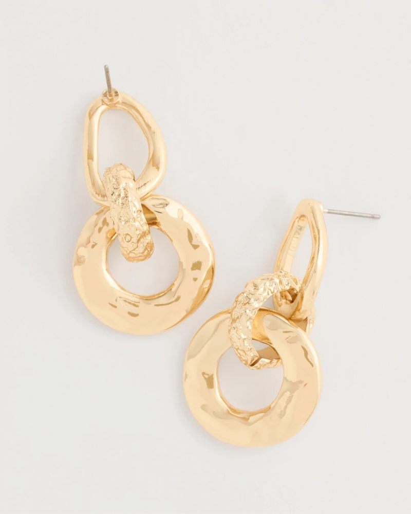 Chicos Golden Link Drop Earrings - GOLD