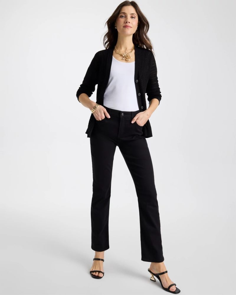 Chicos Girlfriend Slim Full-Length Jeans - BLACK