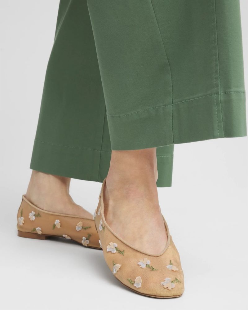 Chicos Orchid Embroidered Ballet Flats - NATURAL