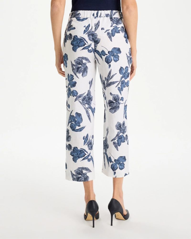 Chicos Piped Linen Fly Front Pants - PASSPORT BLUE
