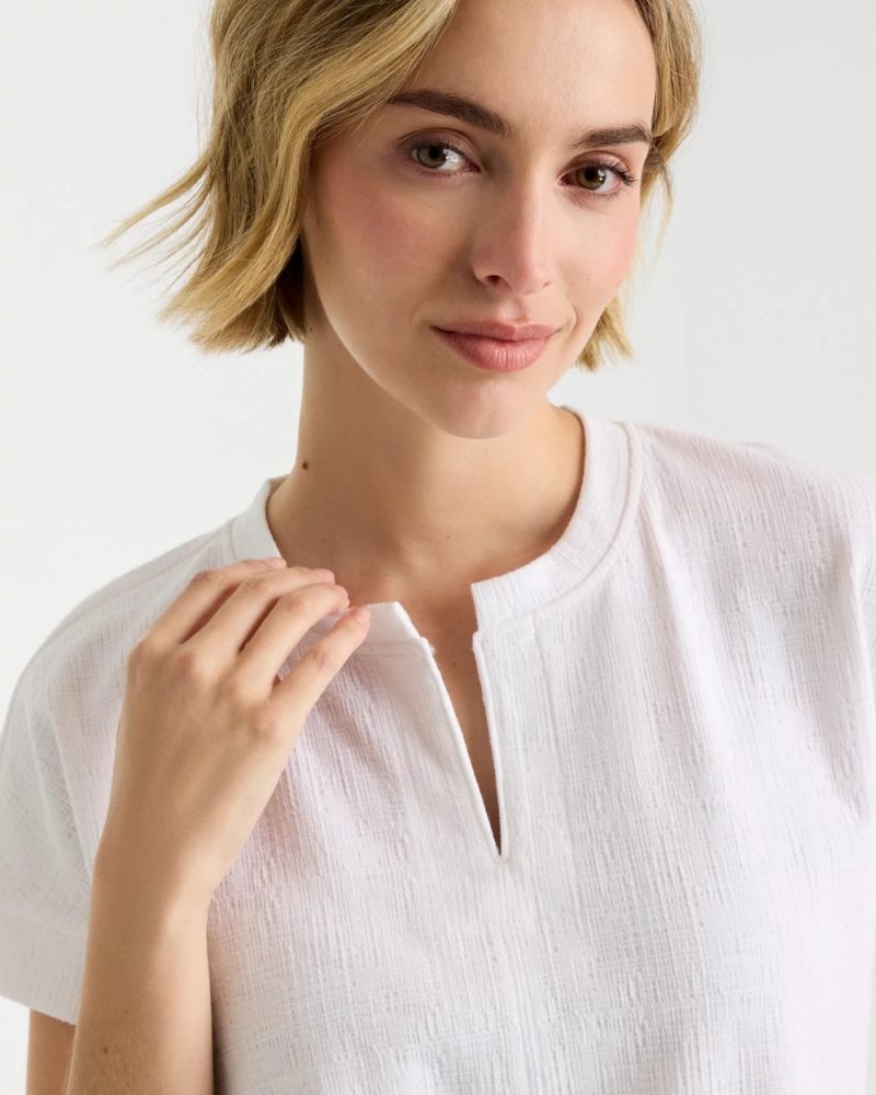 Chicos Zenergy® Crosshatch Knit Top - ALABASTER