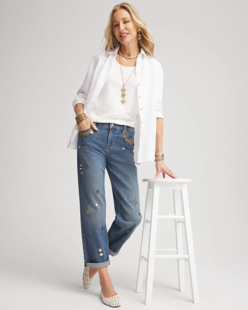 Chicos Slub Scoop Neck Tee - ALABASTER