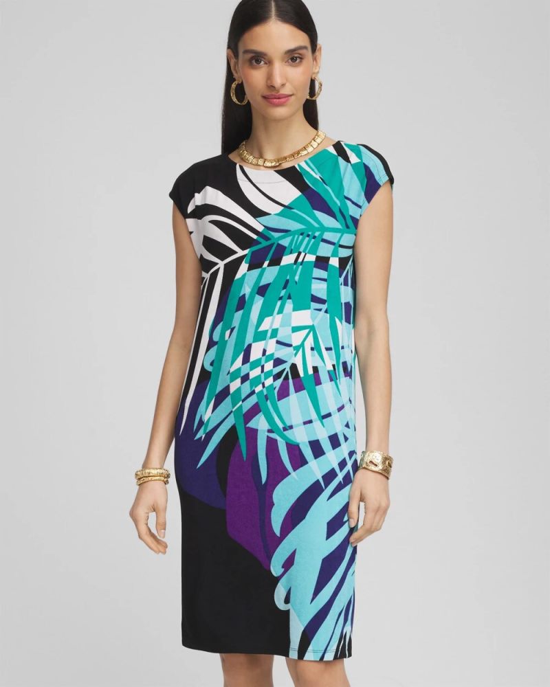 Chicos Travelers™ Tropical Nights Column Dress - TURQ BLUE