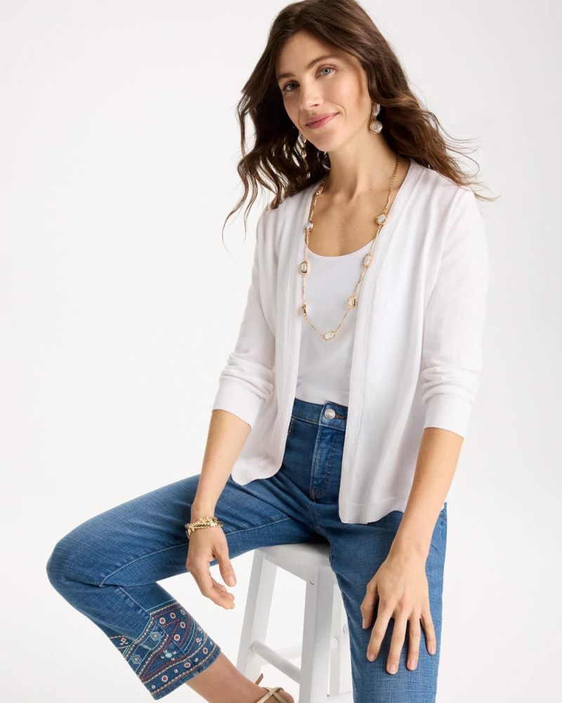 Chicos Summer Romance Cardigan - ALABASTER