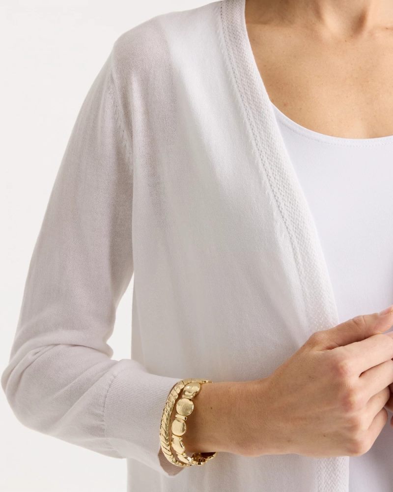 Chicos Summer Romance Cardigan - ALABASTER