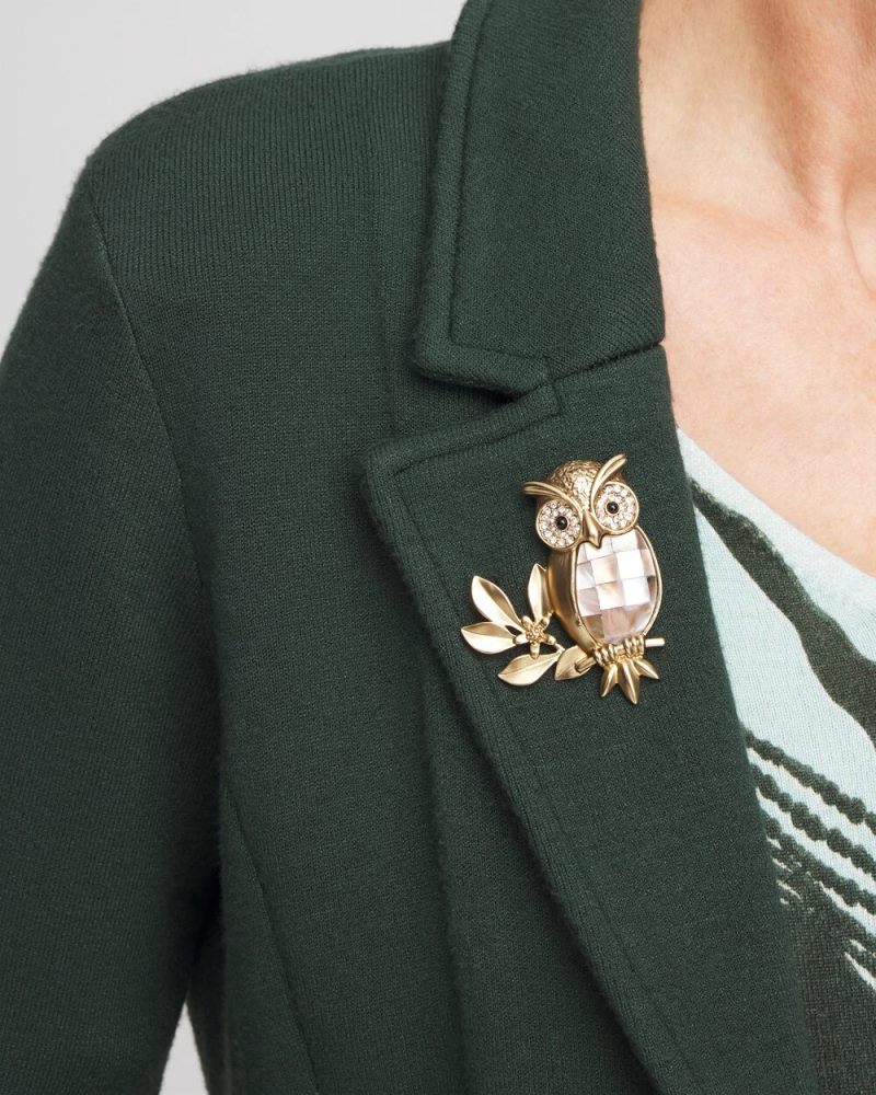 Chicos Goldtone Owl Brooch - GOLD