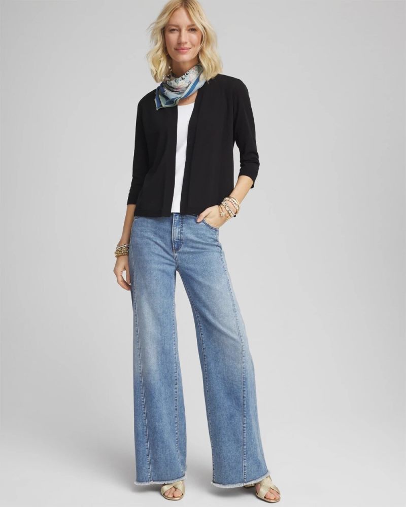 Chicos Short Summer Romance Cardigan - BLACK