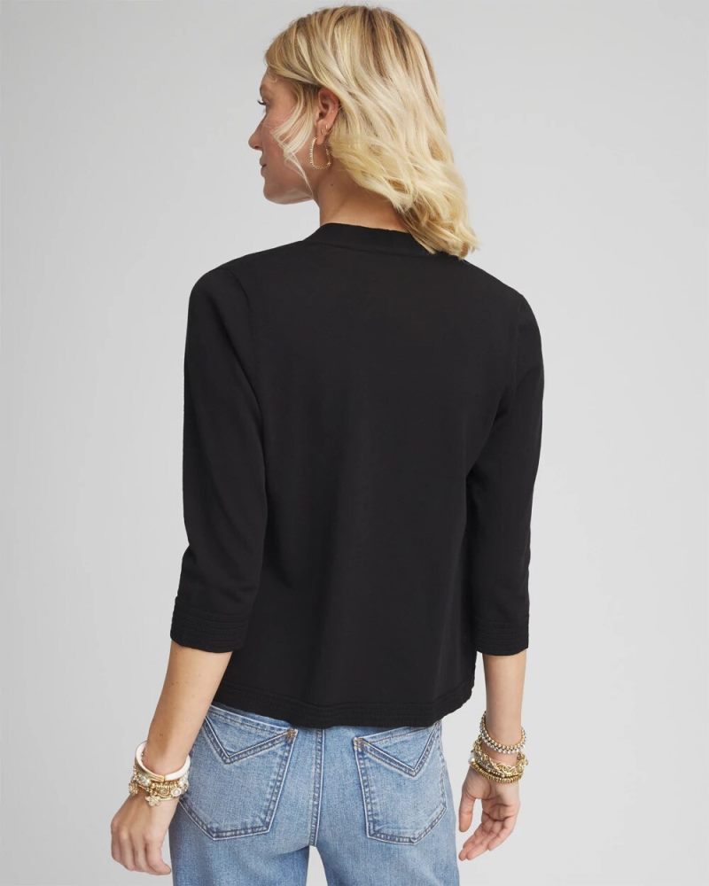 Chicos Short Summer Romance Cardigan - BLACK