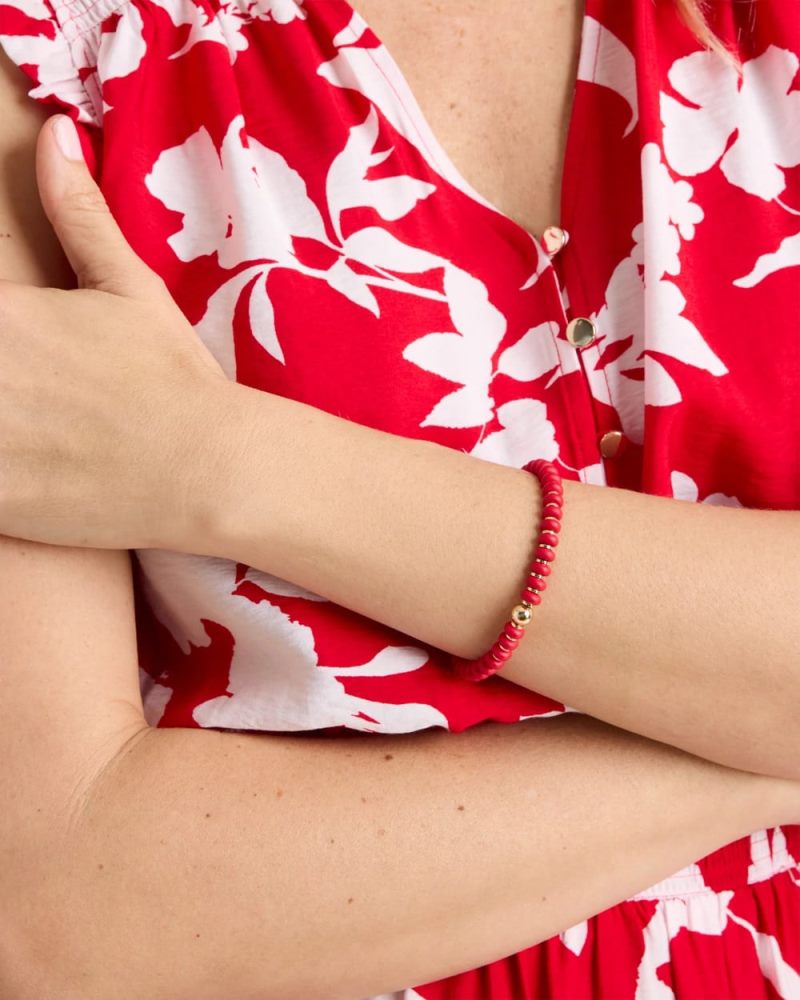 Chicos Red Beaded Stretch Bracelet - RED