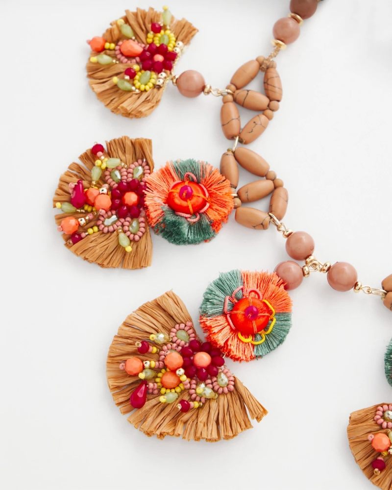 Chicos Tropical Floral Bib Necklace - MULTI