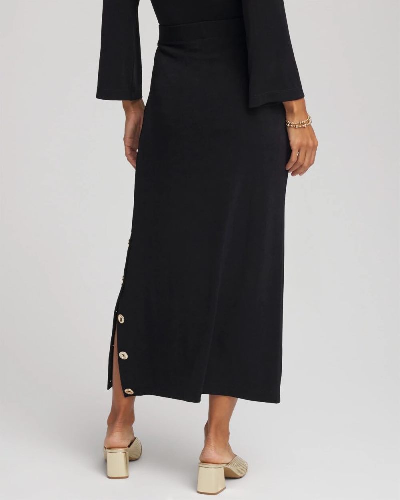 Chicos Travelers™ Button Slit Maxi Skirt - TRAVELERS BLACK