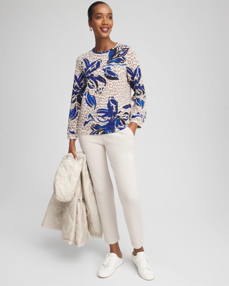 Chicos Zenergy® Soft Animal Print Top - SMOKEY TAUPE