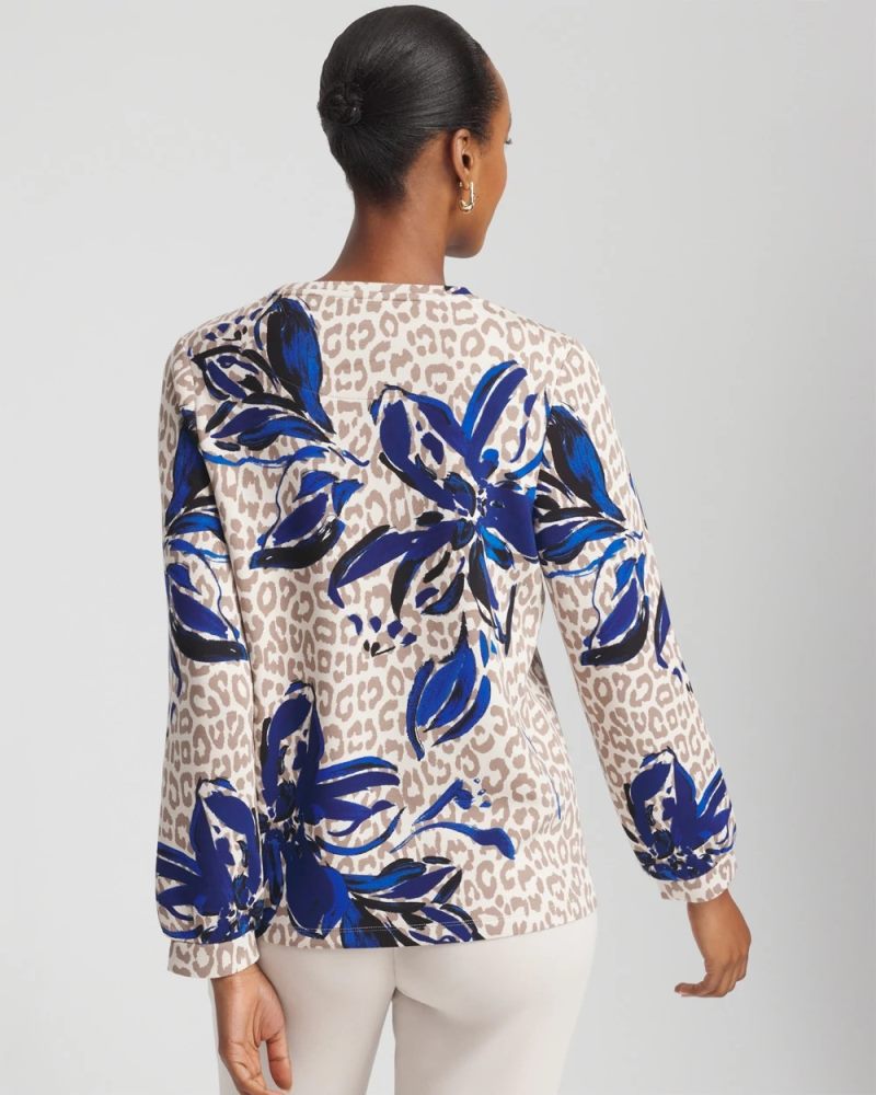 Chicos Zenergy® Soft Animal Print Top - SMOKEY TAUPE