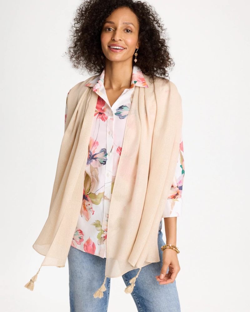 Chicos Lurex Oblong Scarf - NEUTRAL