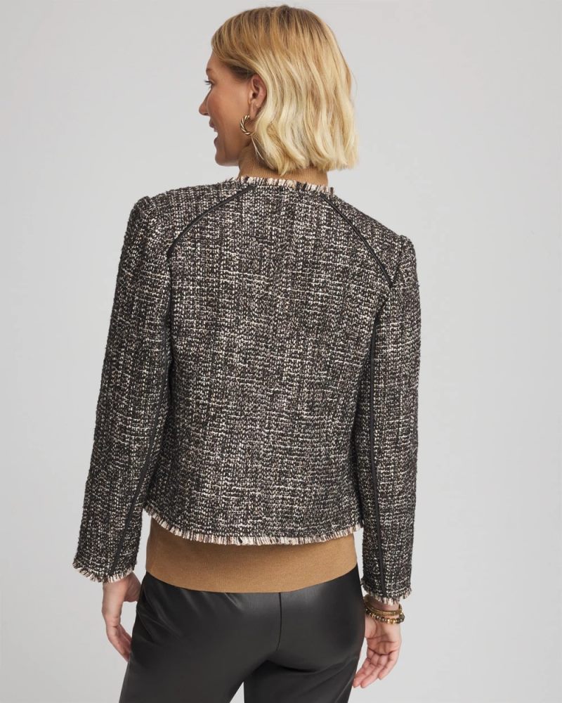 Chicos Tweed Mix Moto Jacket - BLACK