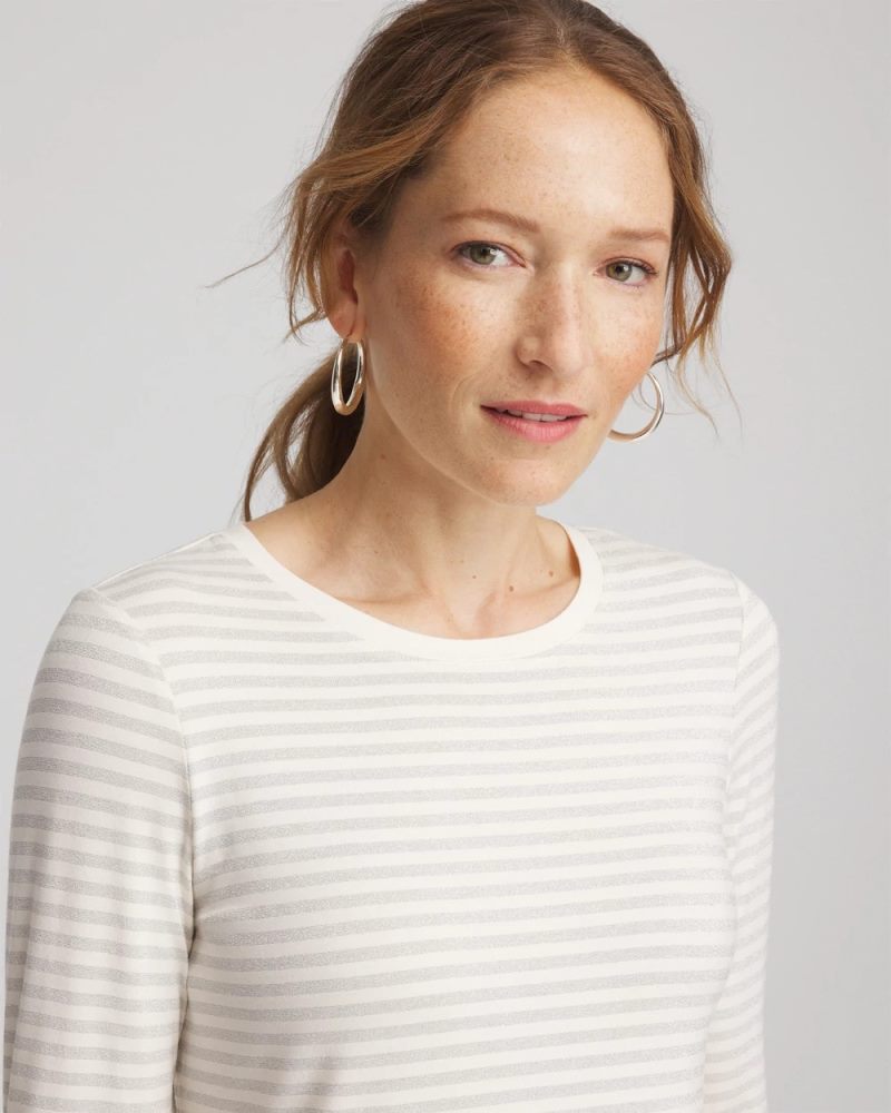 Chicos Metallic Layering Tee - ENGLISH CREAM
