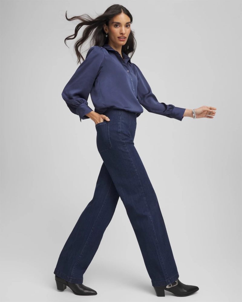 Chicos Pull-On Wide-Leg Trouser Jeans - BRIDGE STREET RINSE