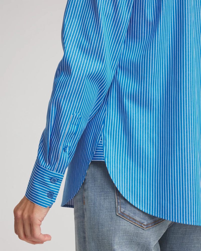 Chicos No Iron Classic Striped Shirt - EMPIRE BLUE